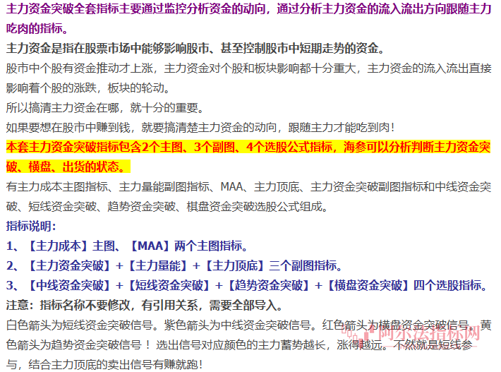图片[1]智标公式网-提供金钻指标以及精品亲测实战指标公式，汇集各大股市名师高手教程、股市战法交流等.....【主力资金突破】看清主力动向 跟随主力吃肉资金趋势 洞察主力资金 通达信全套指标【众筹指标系列】智标公式网-提供金钻指标以及精品亲测实战指标公式，汇集各大股市名师高手教程、股市战法交流等.....智标公式网
